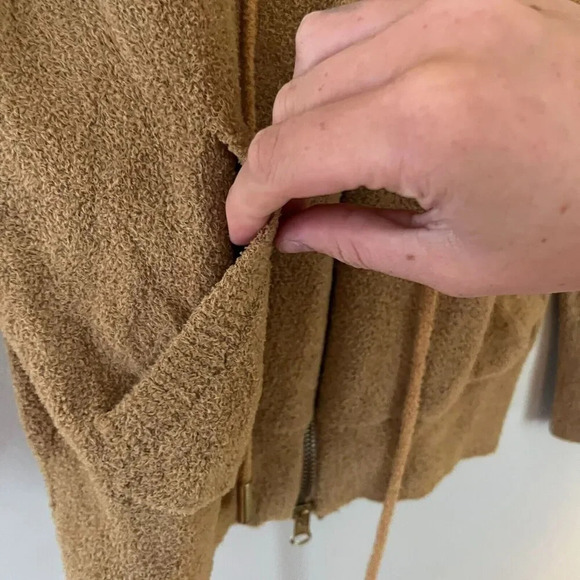 Vtg Y2K Cache Womens Brown Fuzzy Hoodie Sweatshirt M Fleece Babydoll Normcore - Picture 3 of 7